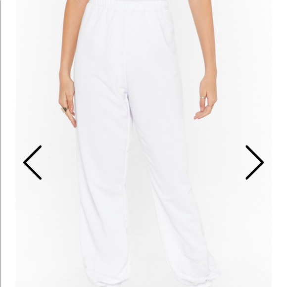 Nasty Gal high waisted white jogger sweatpants - Picture 4 of 5